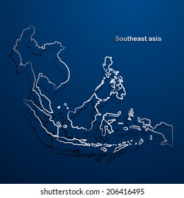 Southeast asia  map hand drawn background vector,illustration