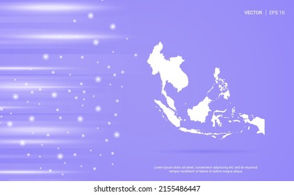 Südostasienplan einzeln auf violettem Hintergrund. Vektorgrafik.