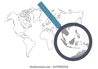 Southeast Asia Map in magnifying vector EPS 8