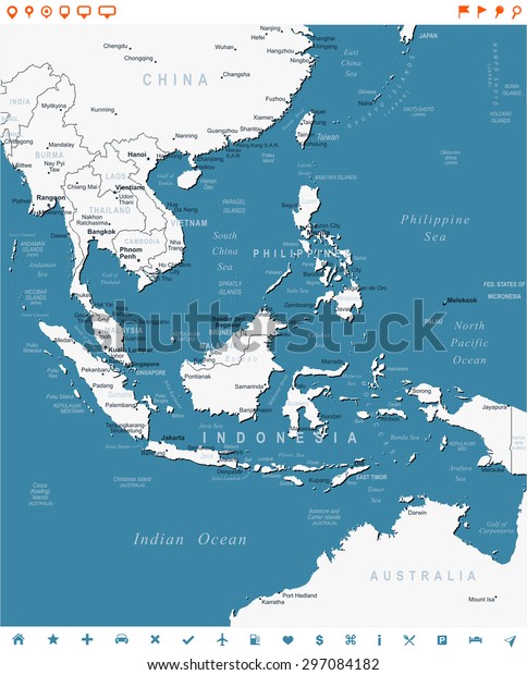 Asia Map With Labels Southeast Asia Map Navigation Labels Illustration Stock Vector (Royalty  Free) 297084182 | Shutterstock