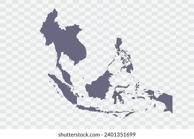 Southeast Asia Map pewter Color on White Background quality files Png