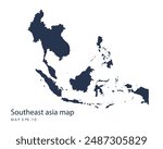 Southeast asia map vector, Abstract design vector illustration Eps 10. Navy color.High Detailed on white background.