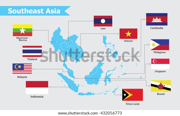 東南アジアの地図 ベクターイラスト のベクター画像素材