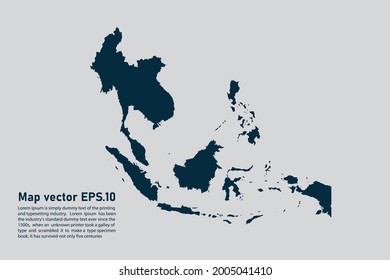 Southeast asia map vector. isolated on light gray background
