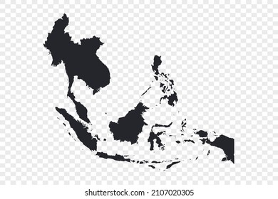 Mapa vectorial del Sudeste Asiático, aislado en fondo transparente