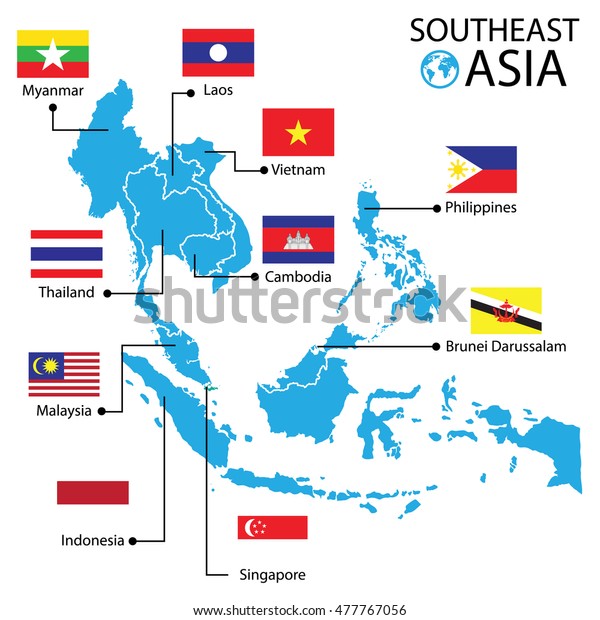 Southeast Asia World Map Vector Illustration Stock Vector Royalty Free