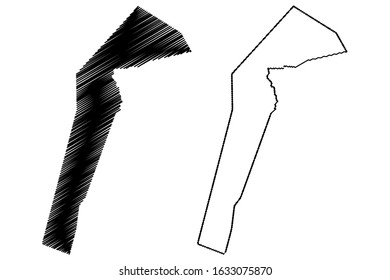South-East District (Districts of Botswana, Republic of Botswana) map vector illustration, scribble sketch South East map