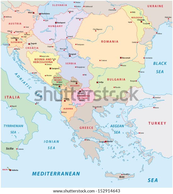 Map Of Some South Eastern Countries In Europe Eastern Europe Map