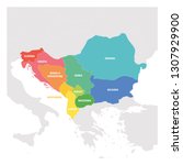 Southeast Europe Region. Colorful map of countries of Balkan Peninsula. Vector illustration.