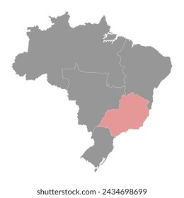Southeast Region map, Brazil. Vector Illustration.
