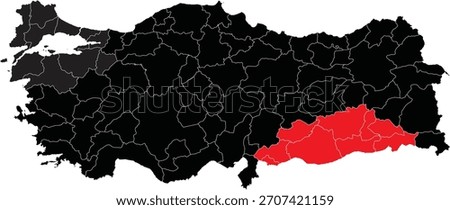 Southeastern Anatolia Region on Map of Turkey
