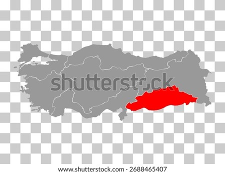 Southeastern Anatolia Region of Turkey map symbol shape, travel web concept icon vector illustration .