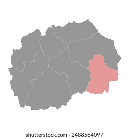 Southeastern Statistical Region map, administrative division of North Macedonia. Vector illustration.