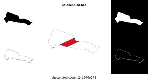 Southend-on-Sea blank outline map set