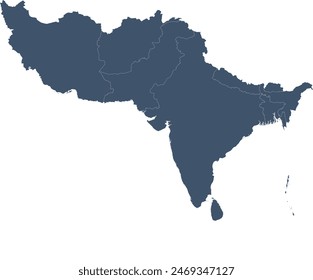 Southern Asia Map with 9 Countries