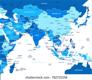 Southern Asia Map Detailed Vector Illustration Stock Vector (Royalty ...