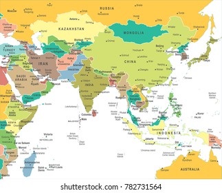 Vector World Map Colored By Continents Stock Vector (Royalty Free ...