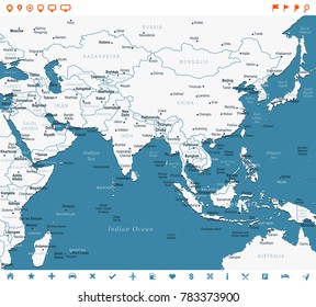 Southern Asia Map Detailed Vector Illustration Stock Vector (Royalty ...