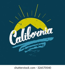 Southern California Republic. Hand Drawn Lettering. Vector vintage concept.