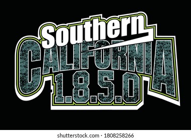 Southern California.Vintage and typography design in vector illustration.clothing,t shirt,apparel and other uses.Abstract design with the grunge and denim style. Vector print, typography, poster. 