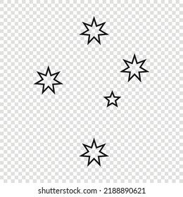 Southern Cross, Thin line emblem of Australia. National symbol on transparent background