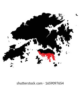 Southern District highlighted on Hong Kong map Vector EPS 10