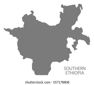 Southern Ethiopia Map in grey