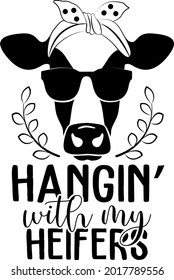 Southern lettering. Interesting and cool inscription. Cow illustration vector