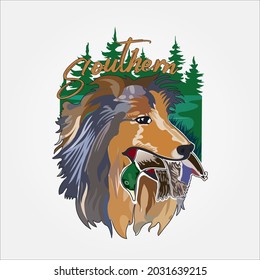 Southern Life Style illustration with Hunting Dog