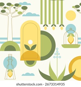 Southern Motif Vector Seamless Pattern Modern Illustration