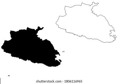 Southern Region (Republic of Malta, island, archipelago, Regions of Malta) map vector illustration, scribble sketch Regjun Nofsinhar map