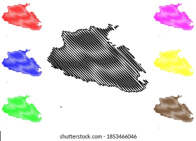 Southern Region (Republic of Malta, island, archipelago, Regions of Malta) map vector illustration, scribble sketch Regjun Nofsinhar map