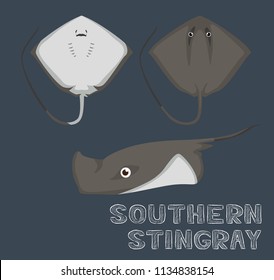 Southern Stingray Cartoon Vector Illustration