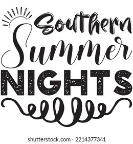 Southern Summer Nights T-shirt Design Vector File.
