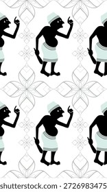 Southern Thai Shadow Puppet Seamless Pattern Vector