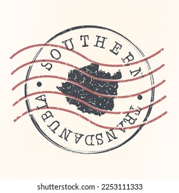 Southern Transdanubia, Hungary Stamp Map Postal. Silhouette. Passport Round Design. Vector Icon. Design Retro Travel National Symbol.