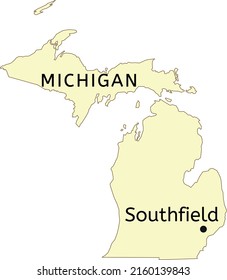 Southfield city location on Michigan map