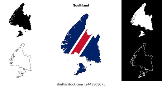 Southland blank outline map set