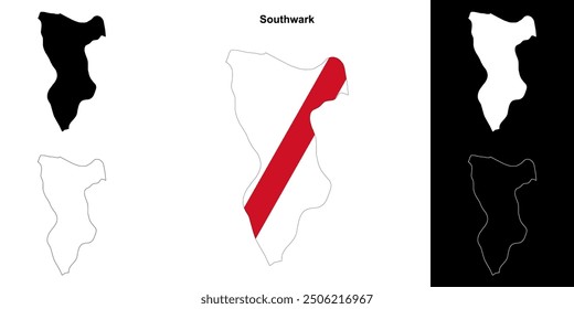 Southwark blank outline map set