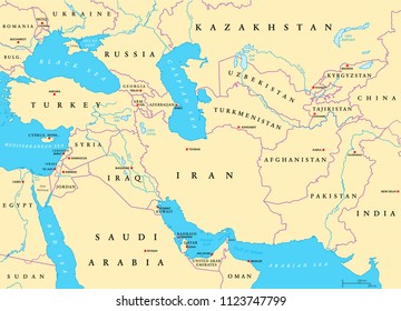 Middle East Map Caspian Sea - Map of world