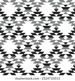 Southwest Aztec diamonds grey black geometrics Vector Pattern. Bohemian tribal geometrics in neutral colors seamless pattern.