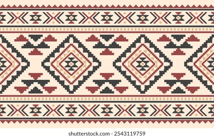 Southwest Aztec geometric Native American Mexican Navajo tribal ethnic seamless pattern fabric colorful design vector for textile printing