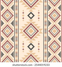 Southwest Aztec geometric Native American Mexican Navajo tribal ethnic seamless pattern fabric colorful design vector for textile printing