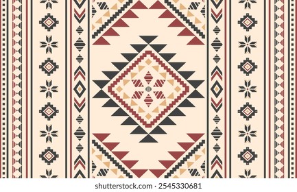 Southwest Aztec geometric Native American Mexican Navajo tribal ethnic seamless pattern fabric colorful design vector for textile printing