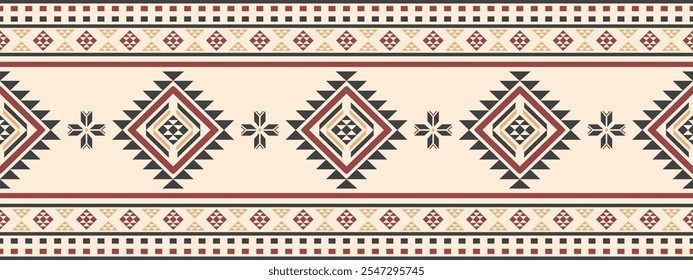 Southwest Aztec geometric Native American Mexican Navajo tribal ethnic seamless pattern fabric colorful design vector for textile printing