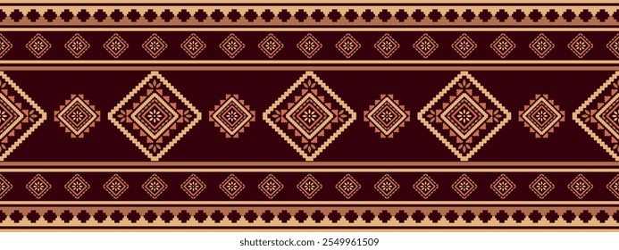 Southwest Aztec geometric Native American Mexican Navajo tribal ethnic seamless pattern fabric colorful design vector for textile printing