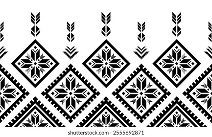 Southwest Aztec geometric Native American Mexican Navajo tribal ethnic boho indian texture ornament seamless pattern fabric black and white design vector for woven textile printing blanket rug carpet 