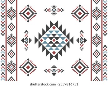 Southwest Aztec geometric Native American Mexican Navajo tribal ethnic boho indian texture ornament seamless pattern fabric colorful design vector for woven textile printing blanket rug carpet fashion