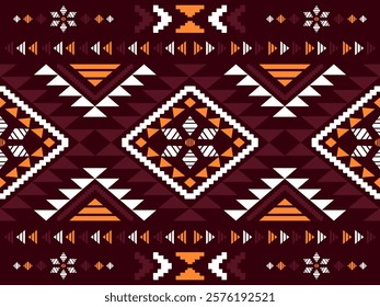 Southwest Aztec geometric Native American Mexican Navajo tribal ethnic boho indian texture ornament seamless pattern fabric colorful design vector for woven textile printing blanket rug carpet fashion