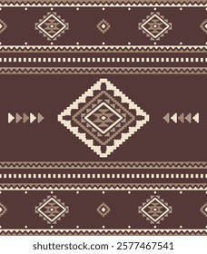 Southwest Aztec geometric Native American Mexican Navajo tribal ethnic boho indian texture ornament seamless pattern fabric colorful design vector for woven textile printing blanket rug carpet fashion